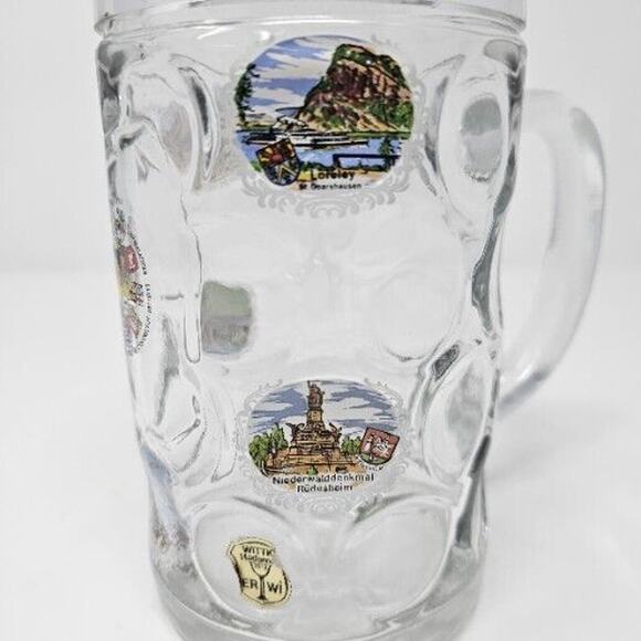 German Beer Stein Glass Large Wittig Hadamar Tankard Mug Germany Man Cave - Picture 5 of 10